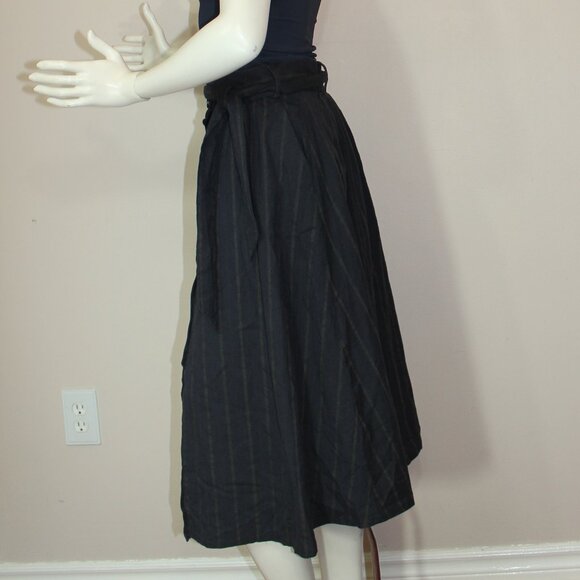 Massimo Dotti midi button striped navy belted classic skirt size 8 - Picture 3 of 8